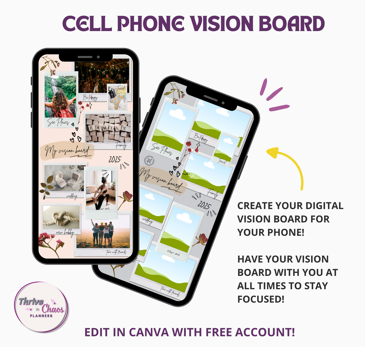 Cell Phone Vision Board Canva Templates