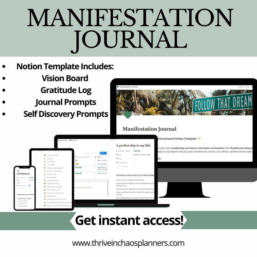 Digital Manifestation Journal Notion Template