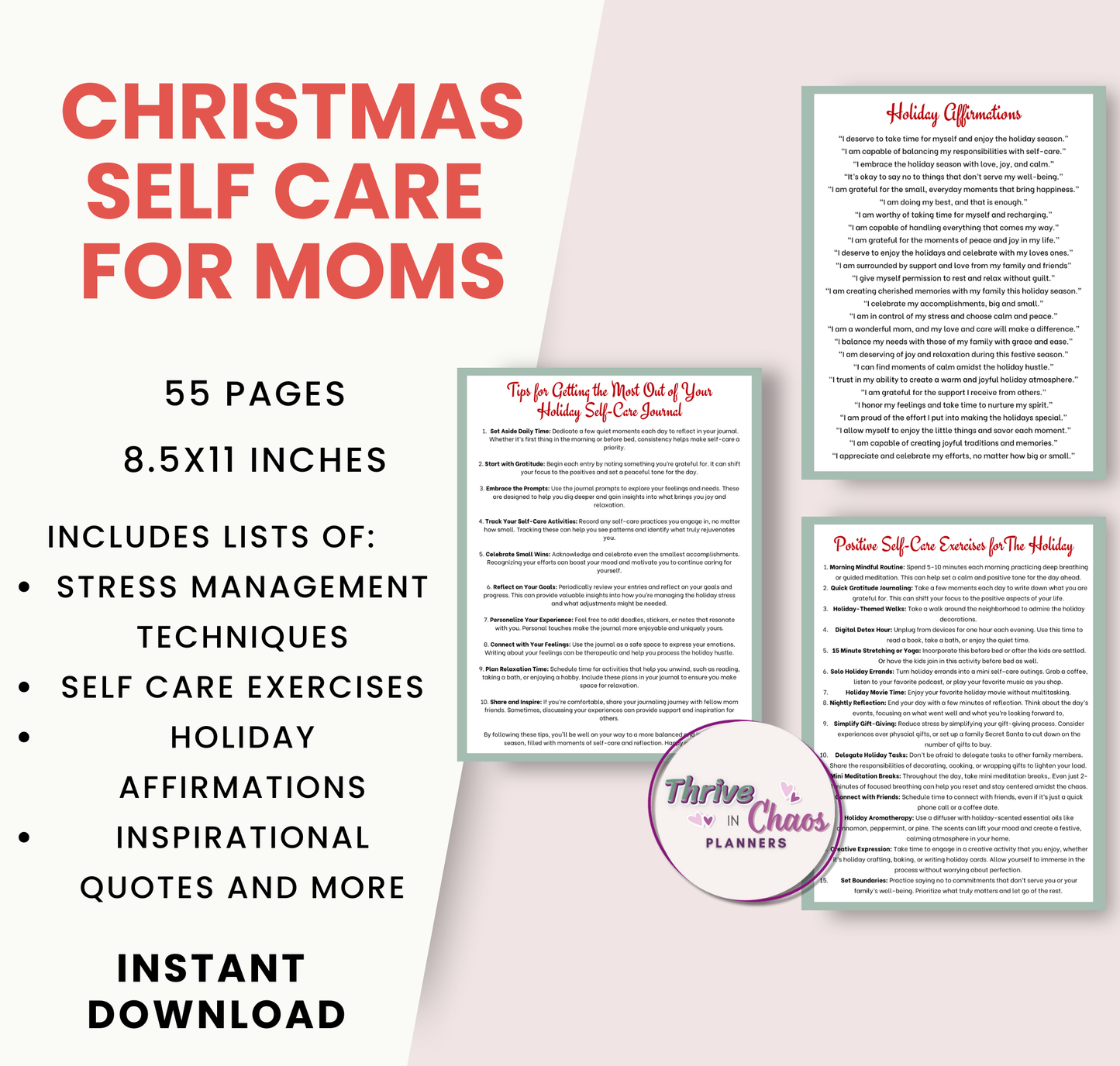 Holiday Haven: Self-Care Planner for Moms, Self-Care Journal