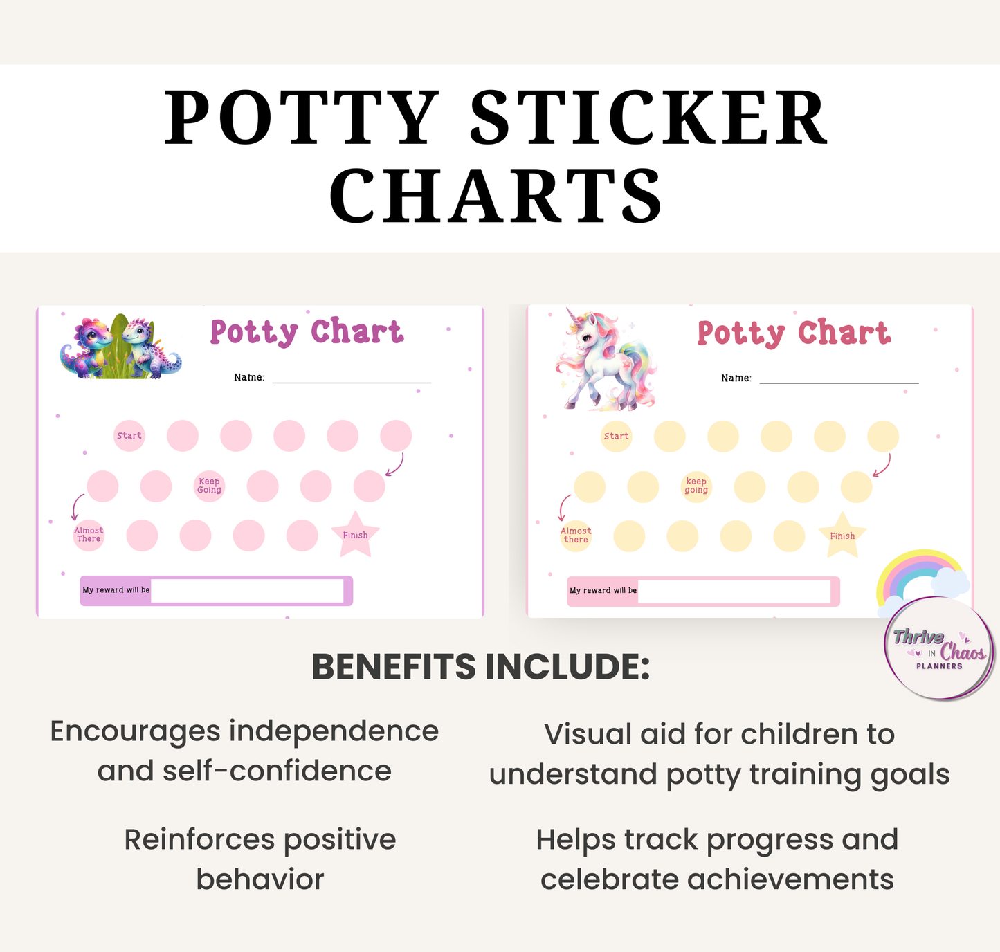 Potty Training Charts for Girls Printable Bundle
