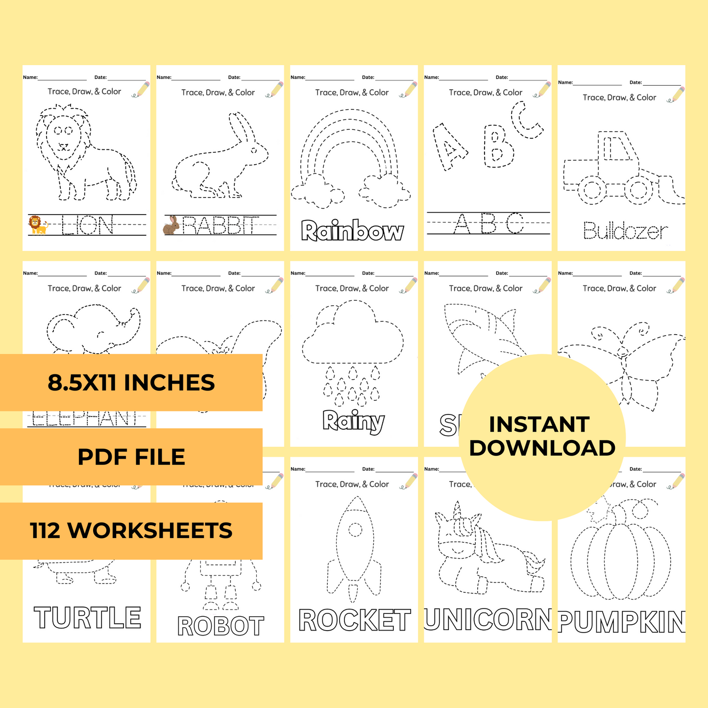 Preschool Tracing Workbook - Kindergarten & Toddler Printable Worksheets
