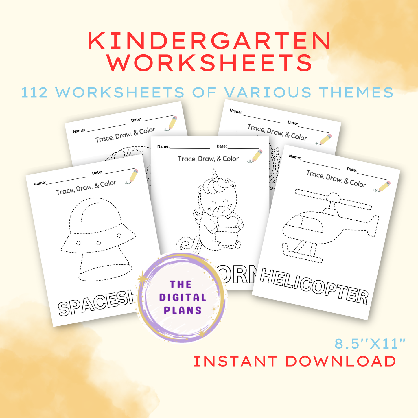 Preschool Tracing Workbook - Kindergarten & Toddler Printable Worksheets