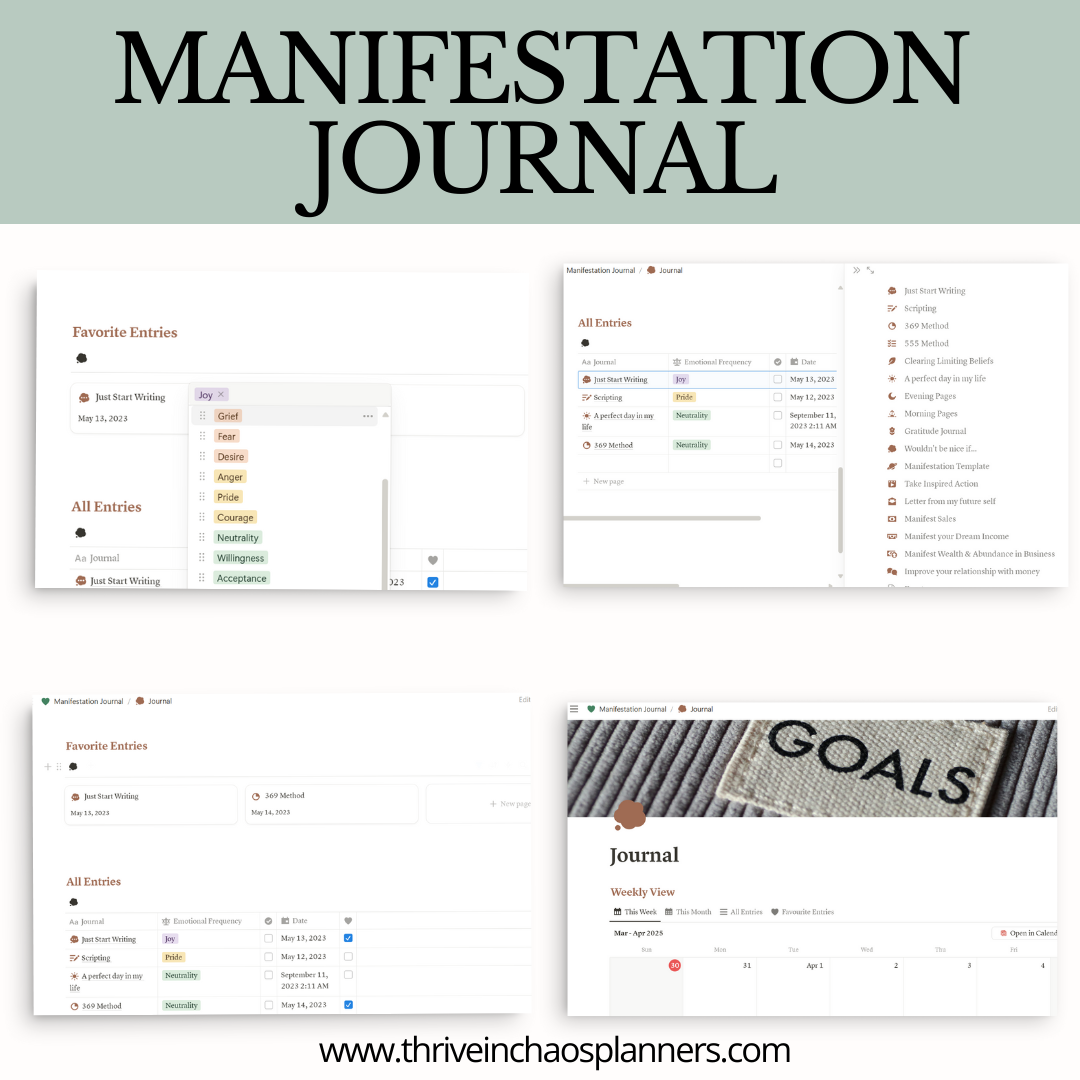 Digital Manifestation Journal Notion Template