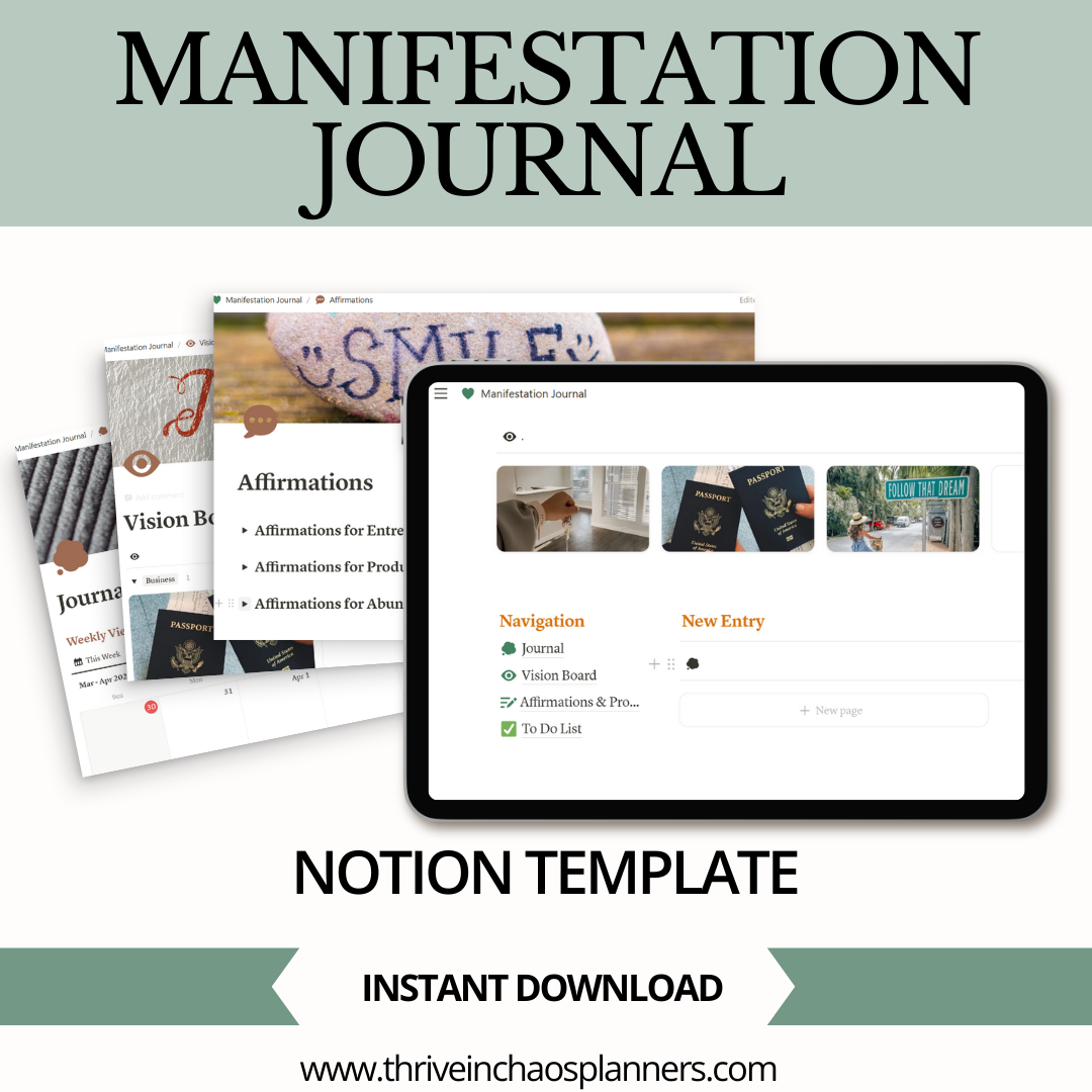 Digital Manifestation Journal Notion Template