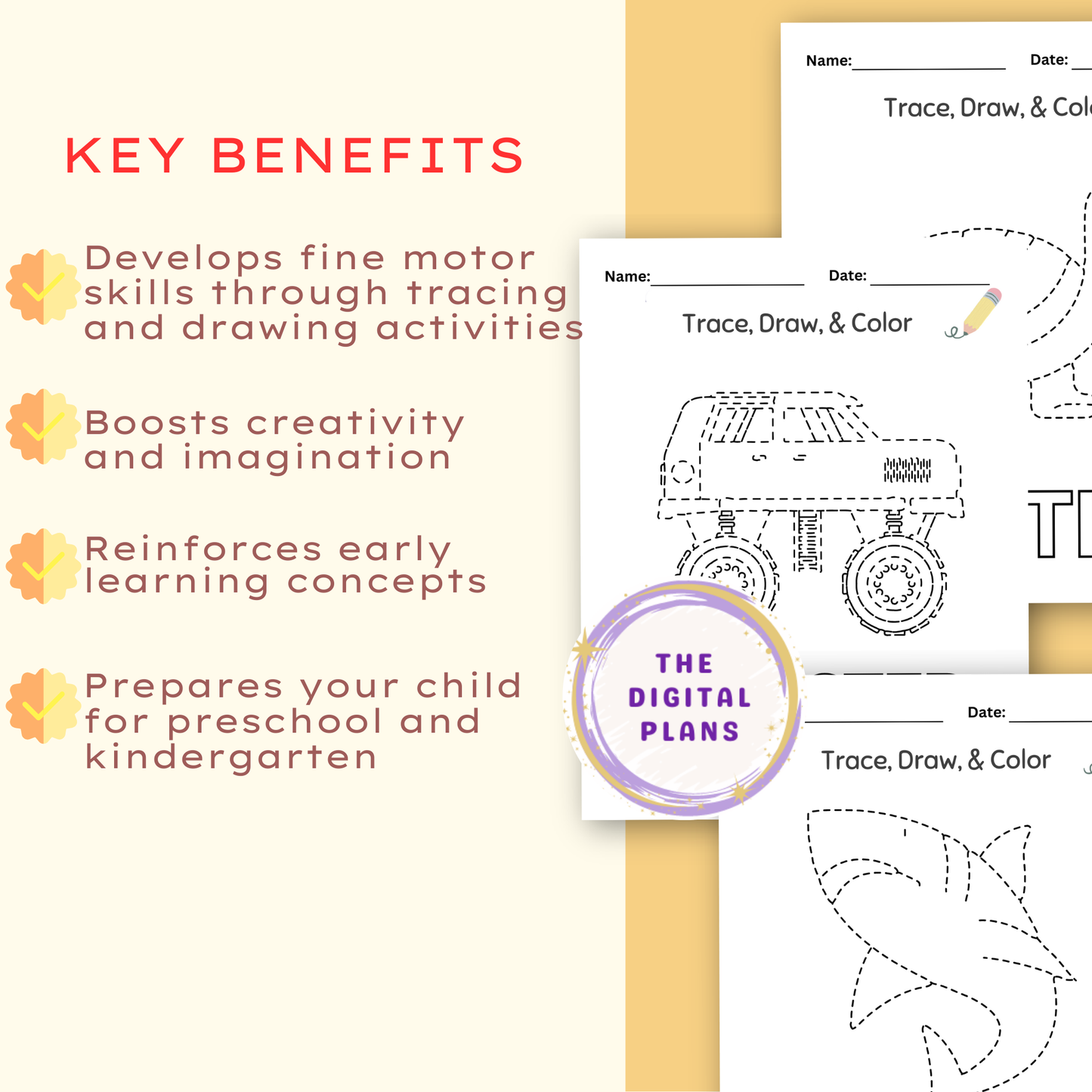 Preschool Tracing Workbook - Kindergarten & Toddler Printable Worksheets