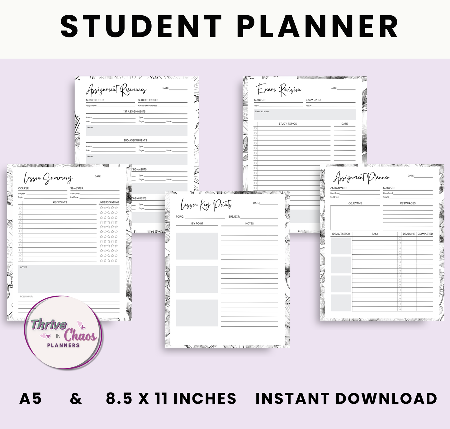 Printable Academic Planner 2025-2026: US Letter & A5 Size