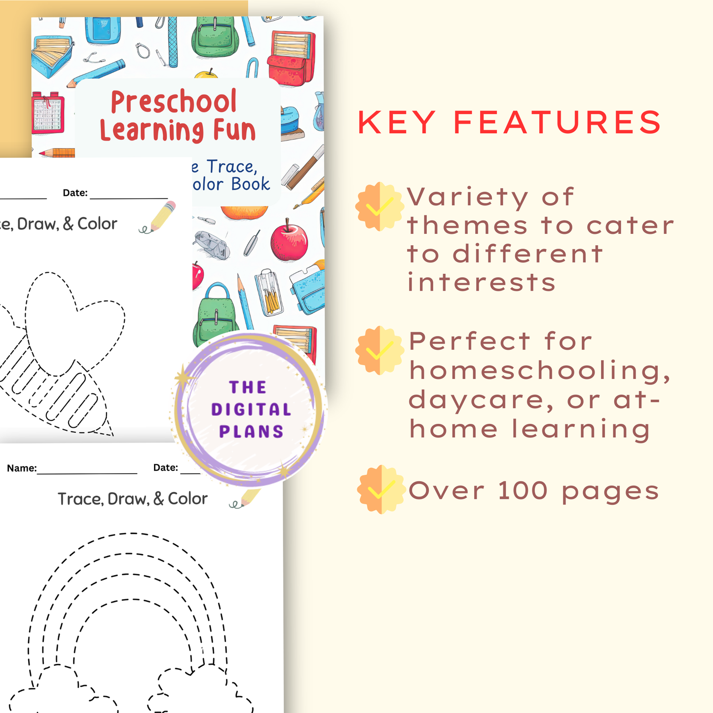 Preschool Tracing Workbook - Kindergarten & Toddler Printable Worksheets