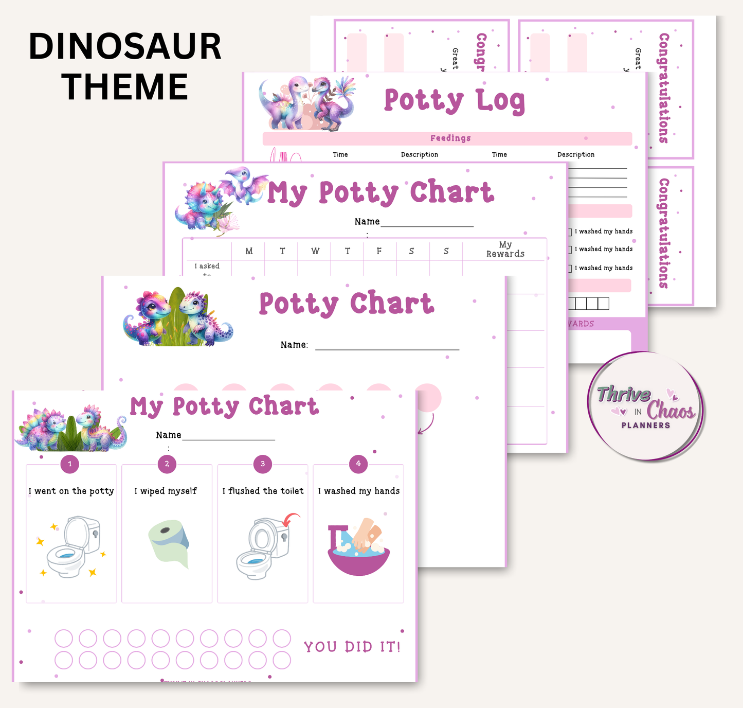 Potty Training Charts for Girls Printable Bundle