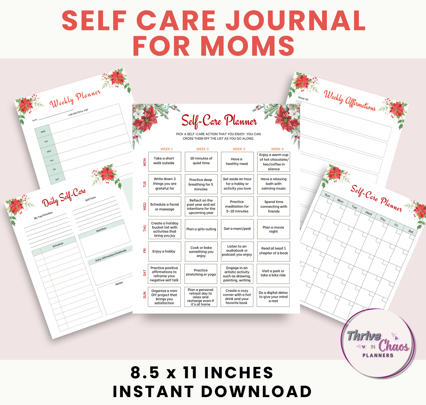 Holiday Haven: Self-Care Planner for Moms, Self-Care Journal