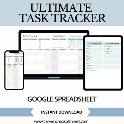 Ultimate Task Tracker + Monthly Calendar Spreadsheet