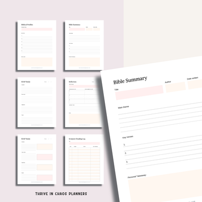 Bible Study Plan Printable PDF – Faith Journal & Bible Reading Tracker