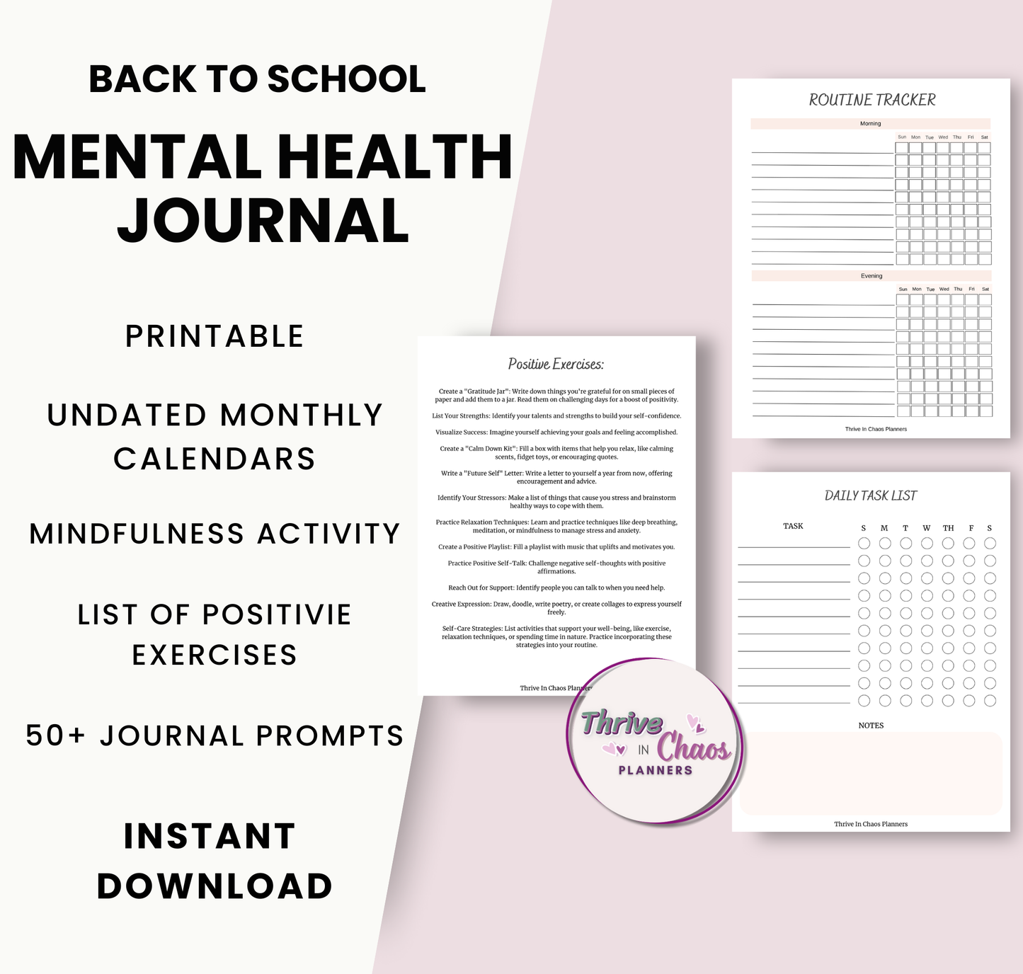 Printable Reflection Journal for Students: Journal Prompts & Undated Monthly Calendar