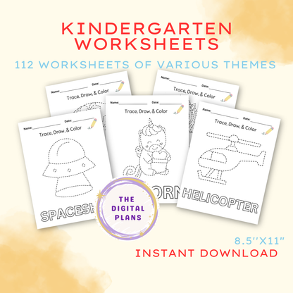 Preschool Tracing Workbook - Kindergarten & Toddler Printable Worksheets