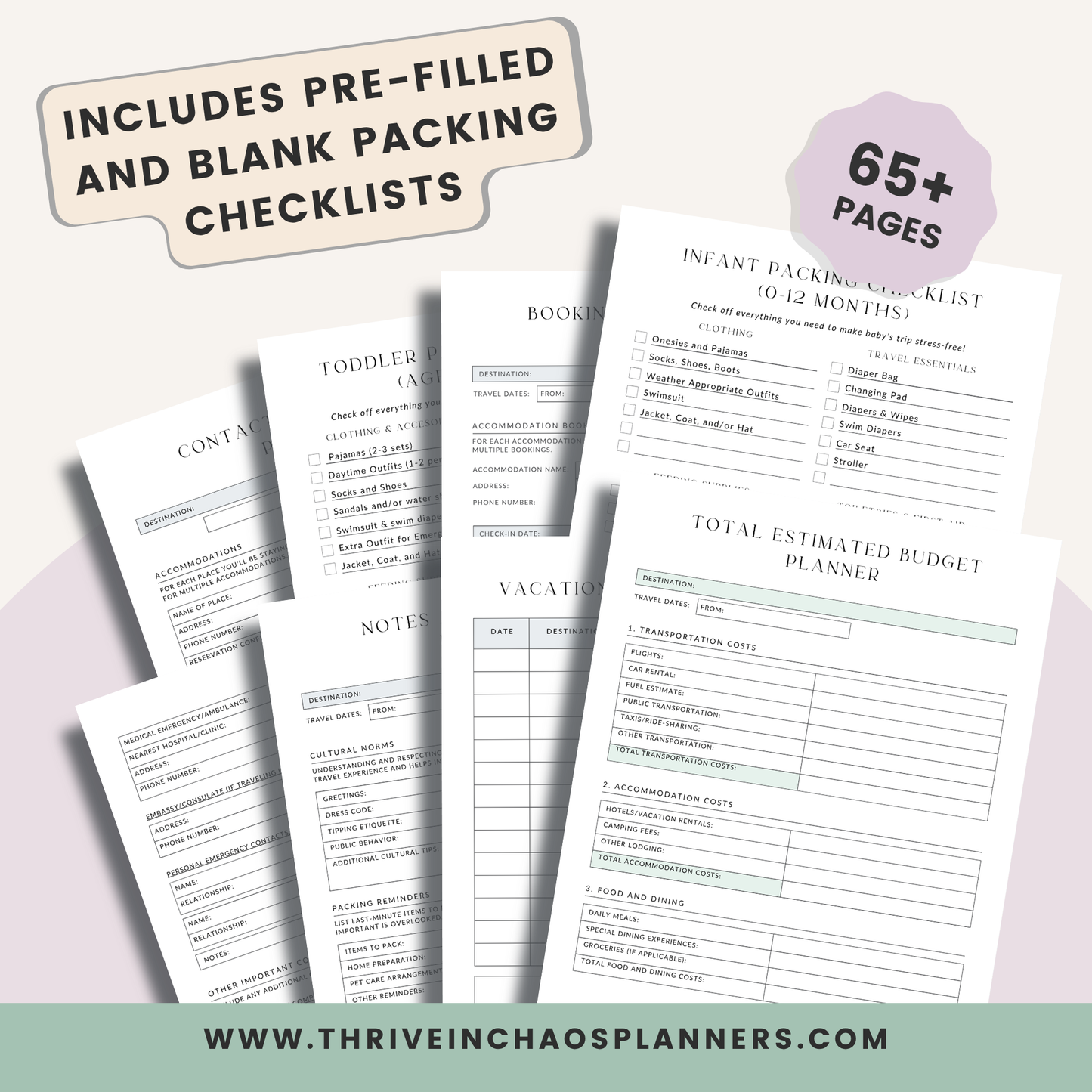 Family Vacation Planner Printable – Minimalist 2025–2026 Travel Organizer