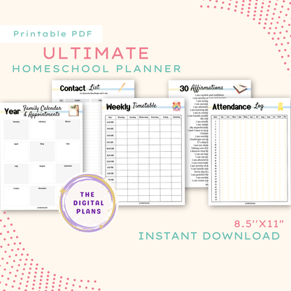 2024-2025 Homeschool Printable Planner, Homeschool Organizer