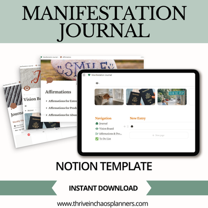 Digital Manifestation Journal Notion Template