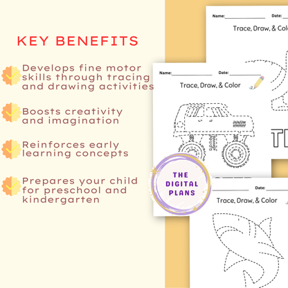 Preschool Tracing Workbook - Kindergarten & Toddler Printable Worksheets