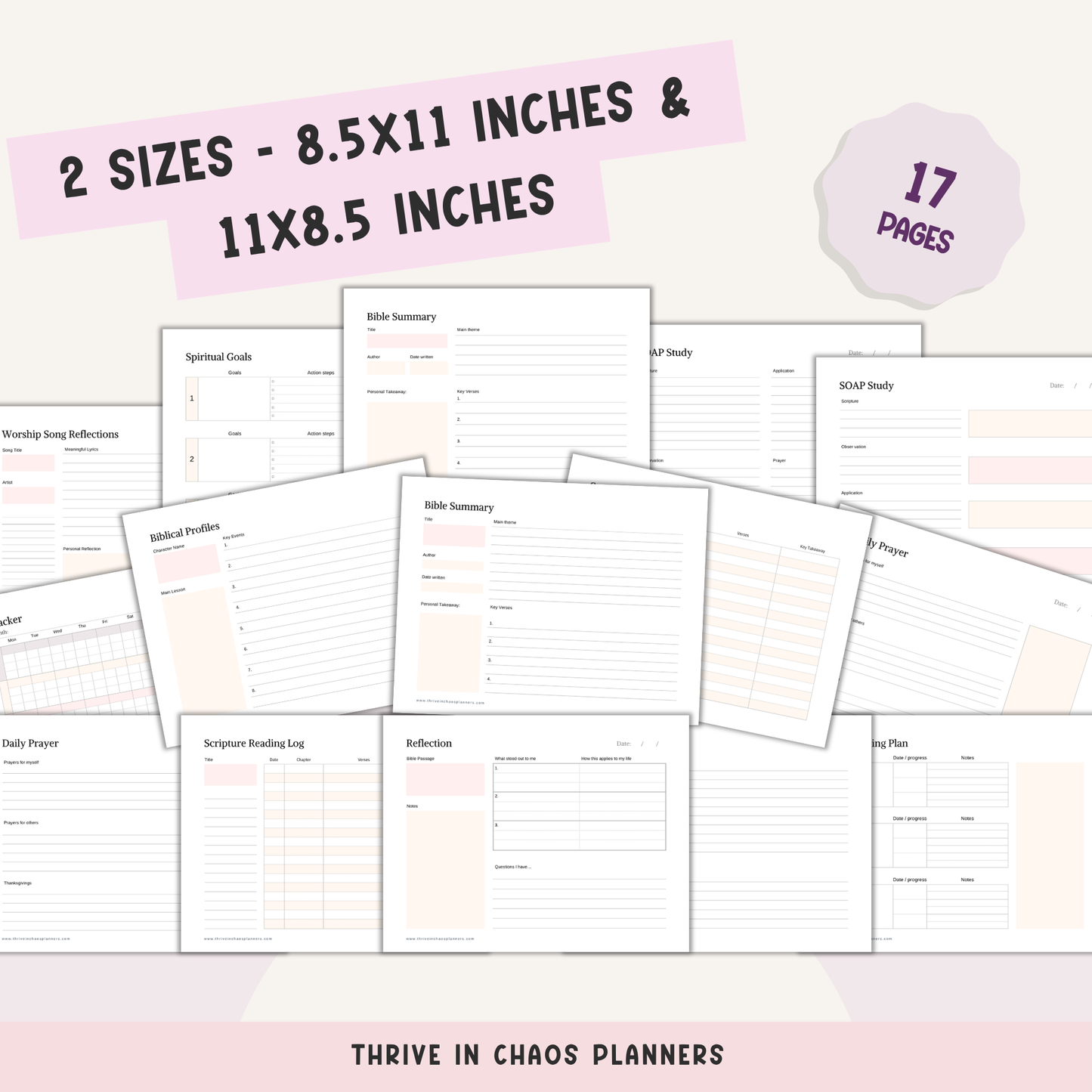 Bible Study Plan Printable PDF – Faith Journal & Bible Reading Tracker