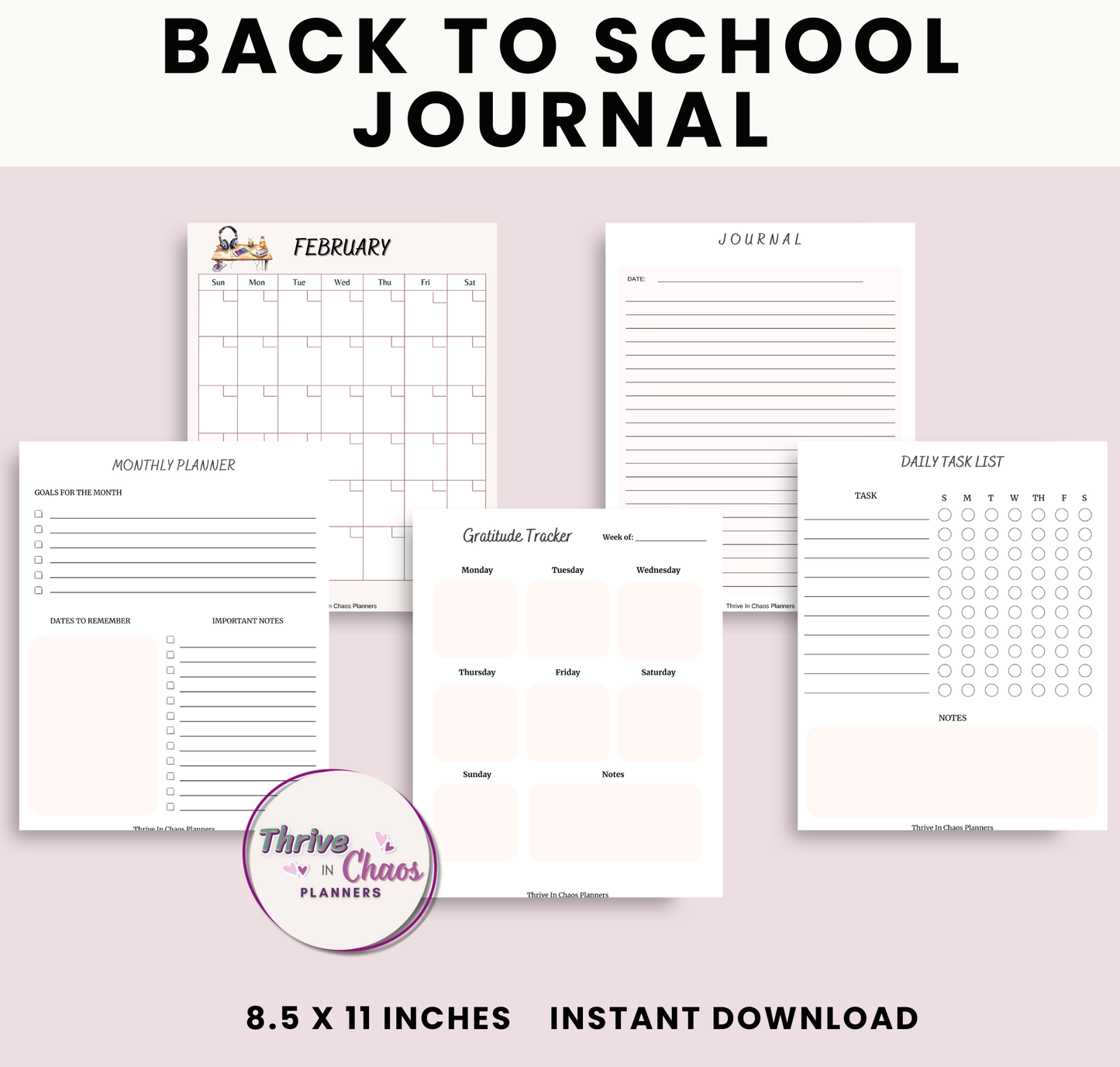 Printable Reflection Journal for Students: Journal Prompts & Undated Monthly Calendar