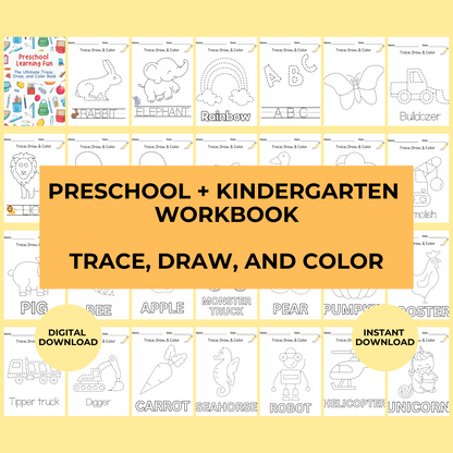 Preschool Tracing Workbook - Kindergarten & Toddler Printable Worksheets