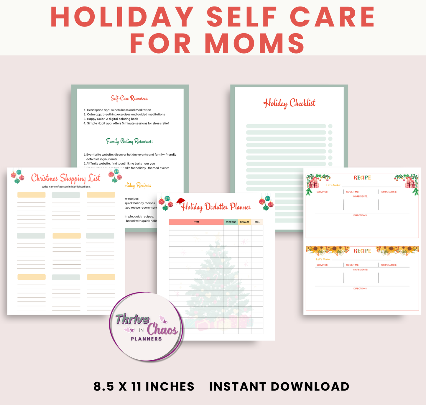 Holiday Haven: Self-Care Planner for Moms, Self-Care Journal