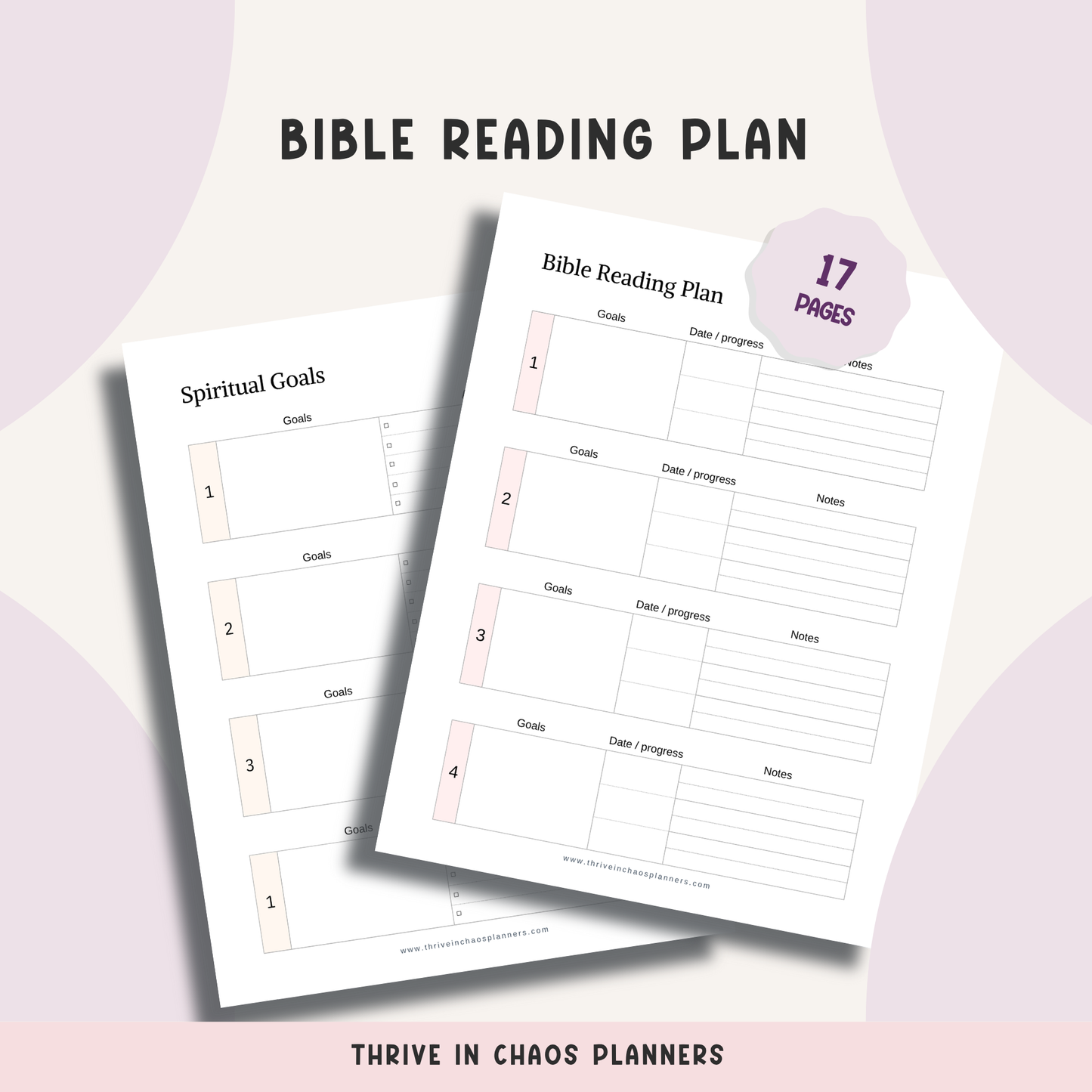 Bible Study Plan Printable PDF – Faith Journal & Bible Reading Tracker
