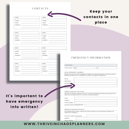 Family Vacation Planner Printable – Minimalist 2025–2026 Travel Organizer