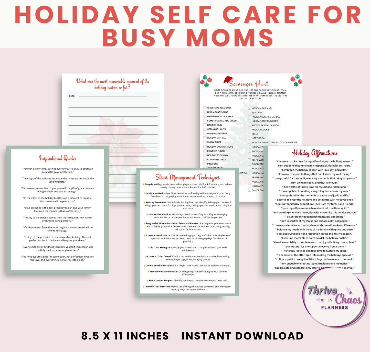 Holiday Haven: Self-Care Planner for Moms, Self-Care Journal