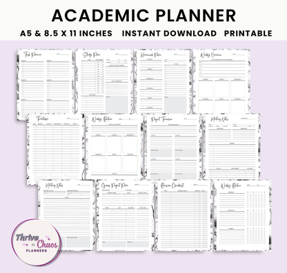 Printable Academic Planner 2025-2026: US Letter & A5 Size