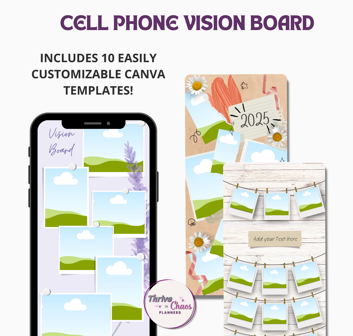 Cell Phone Vision Board Canva Templates