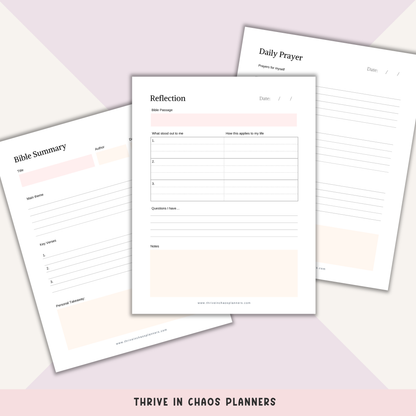 Bible Study Plan Printable PDF – Faith Journal & Bible Reading Tracker