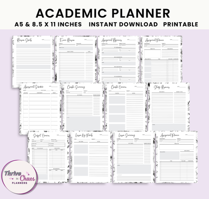 Printable Academic Planner 2025-2026: US Letter & A5 Size