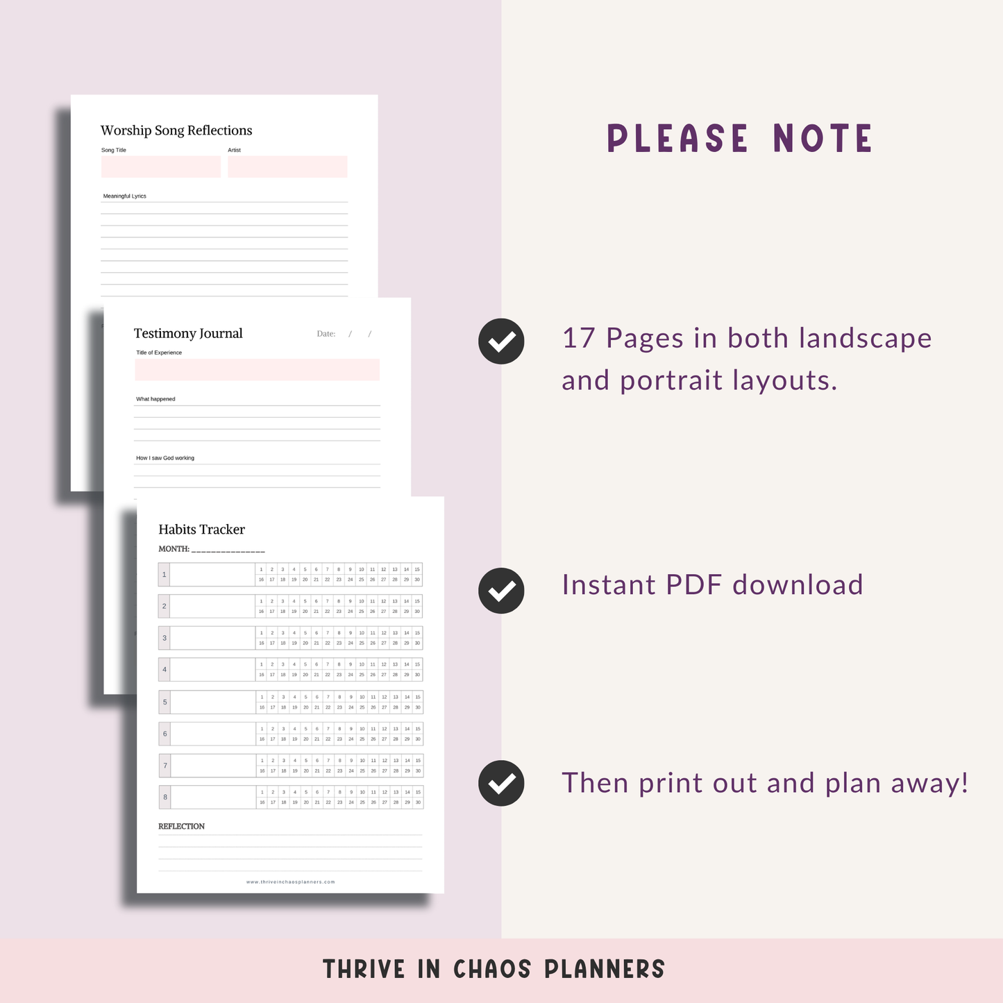Bible Study Plan Printable PDF – Faith Journal & Bible Reading Tracker