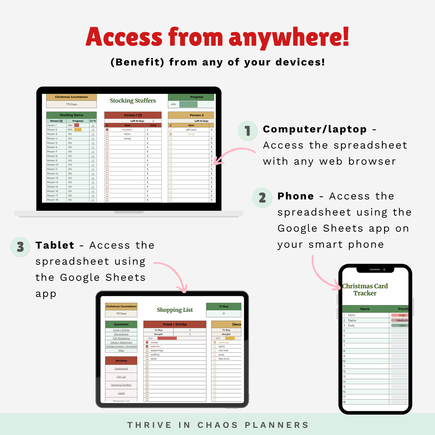Ultimate Christmas Planner Google Sheet – Digital Holiday Organizer for Gifts, Budget, Cards & More