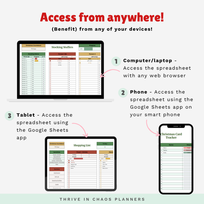 Ultimate Christmas Planner Google Sheet – Digital Holiday Organizer for Gifts, Budget, Cards & More