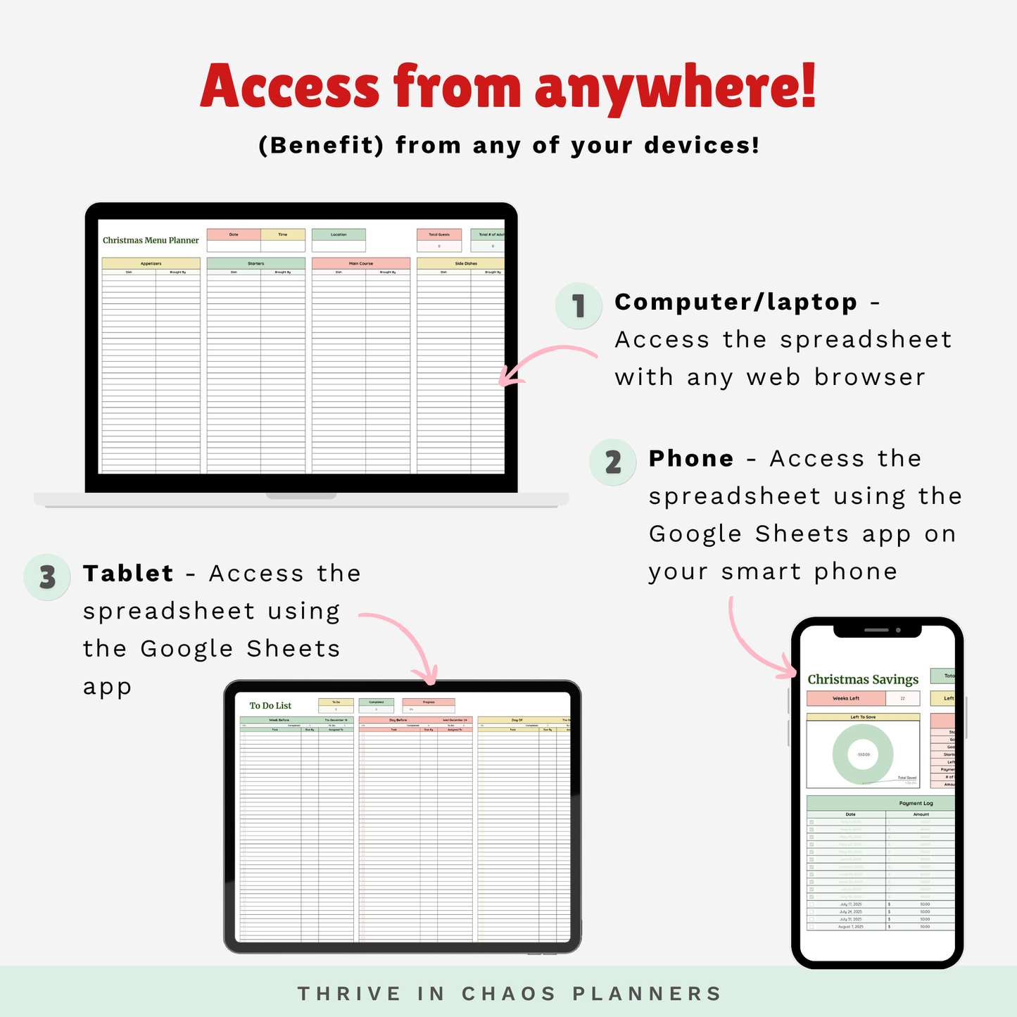 Ultimate Christmas Planner Google Sheet – Digital Holiday Organizer for Gifts, Budget, Cards & More