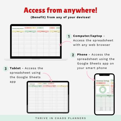 Ultimate Christmas Planner Google Sheet – Digital Holiday Organizer for Gifts, Budget, Cards & More