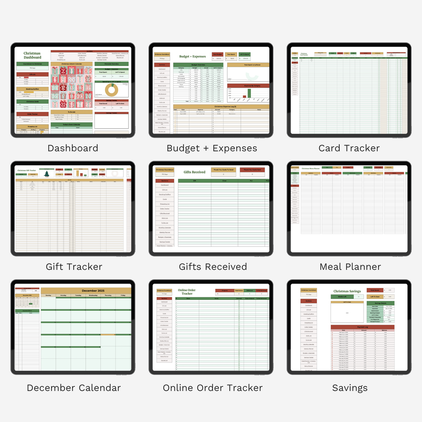 Ultimate Christmas Planner Google Sheet – Digital Holiday Organizer for Gifts, Budget, Cards & More