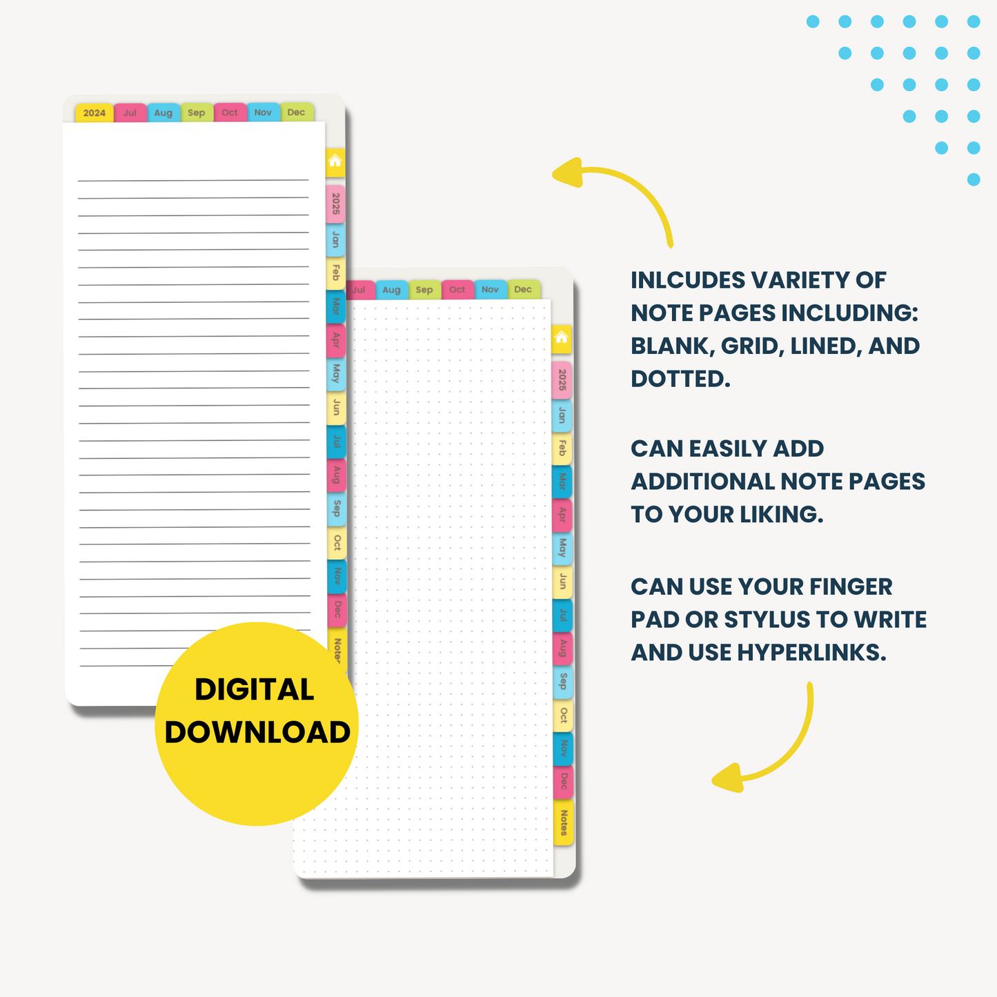 Boho Rainbow 18-Month Digital Planner for Smartphones, July 2024 - December 2025