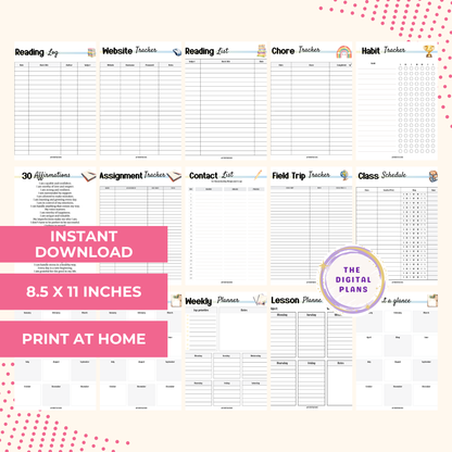 2024-2025 Homeschool Printable Planner, Homeschool Organizer