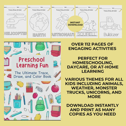 Preschool Tracing Workbook - Kindergarten & Toddler Printable Worksheets